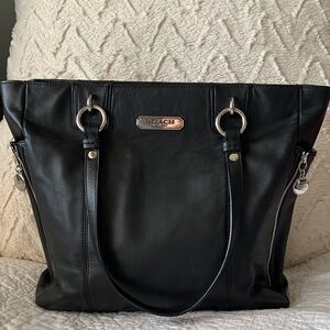COACH BLACK NORTH SOUTH GALLERY SHOULDER TOTE BAG EXCELLENT CONDITION F19456